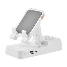 Stand desktop multifunzione per telefono cellulare e tablet con altoparlante Bluetooth (bianco)