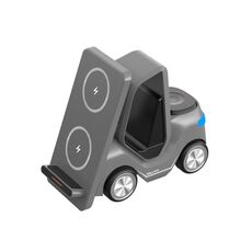 Caricabatterie wireless da tavolo T20S 3 in 1 da 15 W a forma di carrello elevatore con luce LED per atmosfera (grigio)