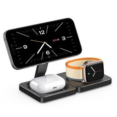 M9 3 in 1 Caricabatterie wireless pieghevole magnetico portatile Supporto di ricarica rapida (nero)