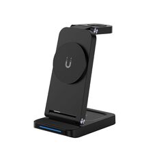S90-3 3 in 1 Caricabatterie wireless pieghevole magnetico per telefono, auricolare, orologio, supporto di ricarica rapida (nero)