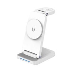 S90-3 3 in 1 Caricabatterie wireless pieghevole magnetico per telefono, auricolare, orologio, supporto di ricarica rapida (bianco)