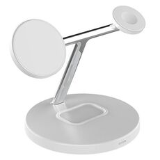D10 3-in-1 15W Magnetico Cellulare Auricolare Orologio Caricabatterie Wireless Rapido (Bianco)