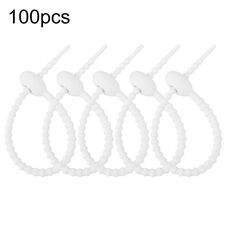 100 pezzi/confezione fascette in silicone multiuso per sacchetti di cibo, avvolgicavo dati, organizer da 15 cm (bianco)