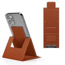 Porta telefono pieghevole ultra sottile in pelle PU (marrone)