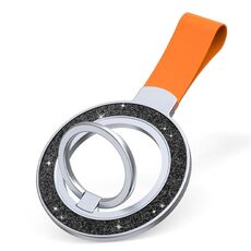 Porta fibbia ad anello magnetico glitterato (rosa argento nero + arancione)