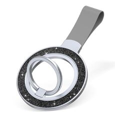 Porta fibbia ad anello magnetico glitterato (rosa argento nero + grigio)