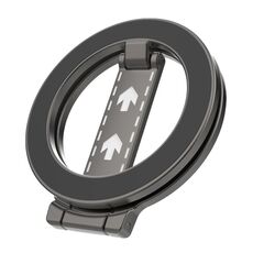 Supporto per telefono ad anello pieghevole magnetico MagSafe a doppia faccia a forma di Z con motivo (nero)