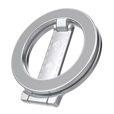 Supporto per telefono ad anello pieghevole magnetico MagSafe a doppia faccia a forma di Z con motivo (argento)
