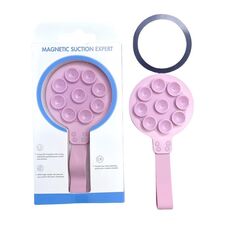 Supporto per telefono con cinturino in silicone magnetico a ventosa (rosa)