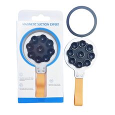 Supporto per telefono con cinturino magnetico in silicone a ventosa (argento arancione)