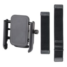 Supporto per telefono con morsetto a mani libere con cinturino elastico, lunghezza cinturino: 24 cm + 38 cm (nero)
