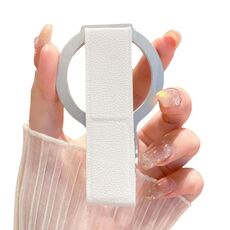 Supporto magnetico per telefono con cinturino in pelle (argento)