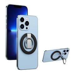 Porta ad anello a doppio articolazione a doppio articolazione adesiva magnetica Magsafe per la serie di iPhone 13 Series / iPhone 12 (Black)