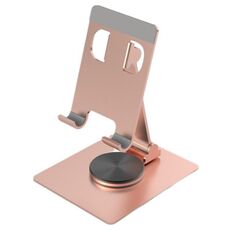 YY-022 Supporto per tablet per telefono desktop con rotazione a 360 gradi in lega di alluminio (oro rosa)