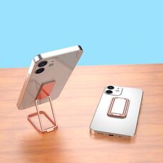 Porta in metallo pieghevole quadrato Ruota posteriore per il supporto del telefono del desktop del desktop (oro rosa)
