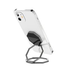 Supporto per il desktop del supporto del telefono cellulare appiccicoso del metallo del metallo 2 PCS (nero)