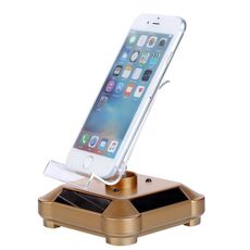 Stand del supporto del telefono cellulare del giradischi solare con la luce coloful (oro)
