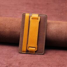 2 pezzi Pelle di cuoio Scheda telefonica Sleeve Back Sticker Poll Portaintrollo (Brown)