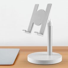 MT-100 Supporto per tablet per telefono cellulare regolabile multi-angolo con colonna a fondo tondo (argento)