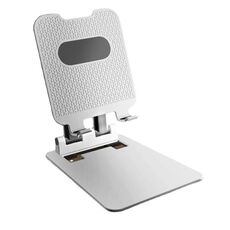 Staffa pieghevole per sollevamento a doppio polo da tavolo per tablet per telefono cellulare, colore: bianco (grande)
