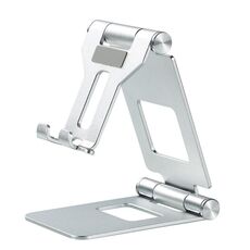 Supporto pigro per tablet da tavolo con doppio supporto per telefono cellulare pieghevole Z10A in lega di alluminio (argento)