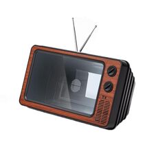 Retro TV Schermo del telefono cellulare Amplificatore video Supporto per telefono cellulare (legno marrone)