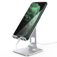 AhaStyle ST01 Doppia base girevole in lega di alluminio comoda base di ricarica per telefono (argento)
