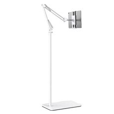 Supporto da pavimento a sbalzo con staffa di sollevamento per comodino per trasmissione in diretta per tablet da 155 cm (bianco)