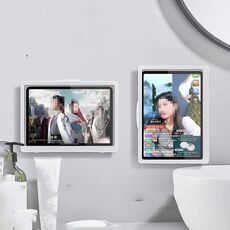 Custodia impermeabile per tablet da doccia, custodia da bagno, cucina, montaggio a parete, per iPad (bianco)