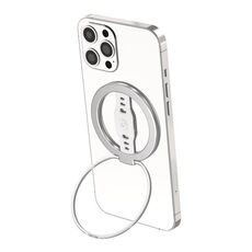 LiPUSEN LPS-201U Supporto per cellulare con clip da mano in silicone con caricatore wireless magnetico (Argento)