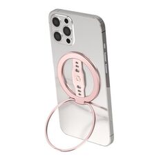 LiPUSEN LPS-201U Supporto per cellulare con clip da mano in silicone con caricatore wireless magnetico (rosa)