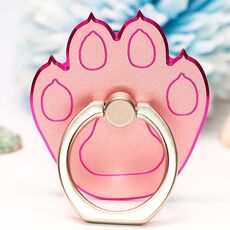 Supporto per anello per cellulare con artiglio di gatti in metallo multifunzionale, colore: rosa rossa con bordo rosa dorato