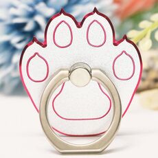 Supporto per anello per cellulare con artiglio di gatto multifunzionale in metallo, colore: argento bordo rosso rosa