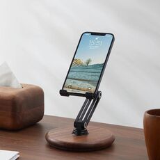 Supporto per tablet pieghevole con supporto per cellulare in noce girevole a 360 gradi