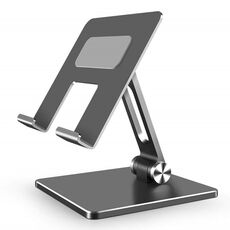 Supporto per tablet in lega di alluminio Supporto per telefono cellulare pieghevole da tavolo (grigio)