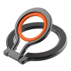 Supporto magnetico per telefono cellulare in lega di zinco con anello di protezione in silicone (nero + arancione)