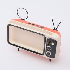 Supporto per cellulare da tavolo per TV retrò con lettore altoparlante Bluetooth (arancione nero)