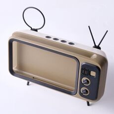 Supporto per cellulare da tavolo per TV retrò con lettore altoparlante Bluetooth (marrone)