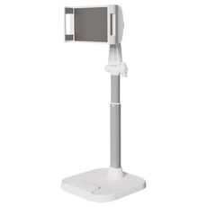 Supporto girevole a doppia posizione per telefono e tablet, base retrattile con peso, supporto da tavolo, specifiche: modello tablet bianco