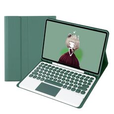 YT098B-A STAMPABILE CANTA CARMY COLORE SENT TESTURE TASTANTE TASTANTE TASSEGLIO BUETOOTH Custodia in pelle touch per il controllo per iPad AIR 4 10.9 2020 / AIR 5 10.9 2022 (verde scuro)