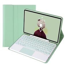 YT098B-A STAMPABILE CANTA CARMY COLORE SENT TESTURE TASTANTE TASTANTE TASSEGLIO BUETOOTH Custodia in pelle touch per il controllo per iPad AIR 4 10.9 2020 / AIR 5 10.9 2022 (verde chiaro)