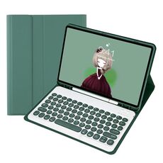 YT098B Candy Skindy Skin Selt Spazzatura TESTURE Keycap Tastiera Bluetooth Case in pelle per iPad 4 10.9 2020 / Air 5 10.9 2022 (verde scuro)