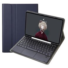 YA098B-A Struttura agnello rimovibile Texture rotonda Tastiera Bluetooth Custodia in pelle Bluetooth con touch Control & Pen Slot & Stand per iPad Air 4 10.9 pollici (2020) / Pro 11 pollici (2020) & (2018) (Blu scuro)
