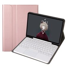 YA098B-A Struttura agnello rimovibile Texture rotonda Tastiera Bluetooth Custodia in pelle Bluetooth con Touch Control & Pen Slot & Stand per iPad Air 4 10.9 pollici (2020) / Pro 11 pollici (2020) & (2018) (oro rosa)