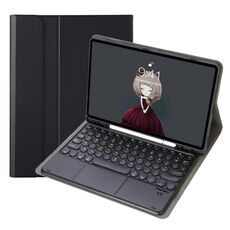 YA098B-A Struttura agnello rimovibile con texture rotonda Tastiera Bluetooth Custodia in pelle Bluetooth con touch Control & Pen Slot & Stand per iPad 9.7 pollici (2018) & (2017) (nero)