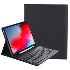 Y-C11B 2021 Struttura della pelle di colore della caramella staccabile Texture rotonda Custodia in pelle da tastiera Bluetooth con slot per penna e supporto per iPad Pro 11 (2021) (nero)