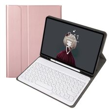 YA11B 2021 Struttura agnello staccabile Texture rotonda Tastiera Bluetooth Bluetooth Custodia in pelle con slot e stand per iPad Pro 11 (2021) (oro rosa)
