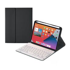 Custodia in pelle Bluetooth a tasti quadrati HK006 quadrata con supporto per iPad mini 6 (nero + bianco)