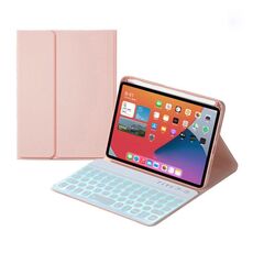 Caso di custodia in pelle Bluetooth rimovibile a tastiera rotonda HY006D con retroilluminazione colorata e supporto per iPad mini 6 (rosa)