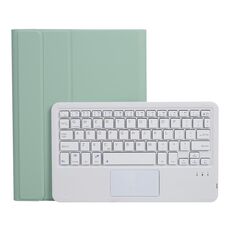 A11B-A Lambskin texture quadrato Keycap tastiera Bluetooth Custodia in pelle con controllo touch per iPad Air 4 2020 10.9 / Pro 11 pollici 2021 e 2020 e 2018 (verde chiaro)